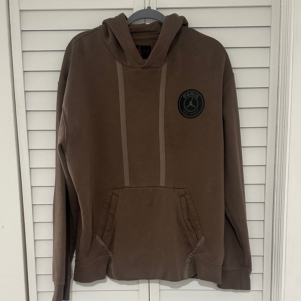 Men's Jordan Paris Saint Germain PSG Soccer Brown Hoodie with Logo Patch